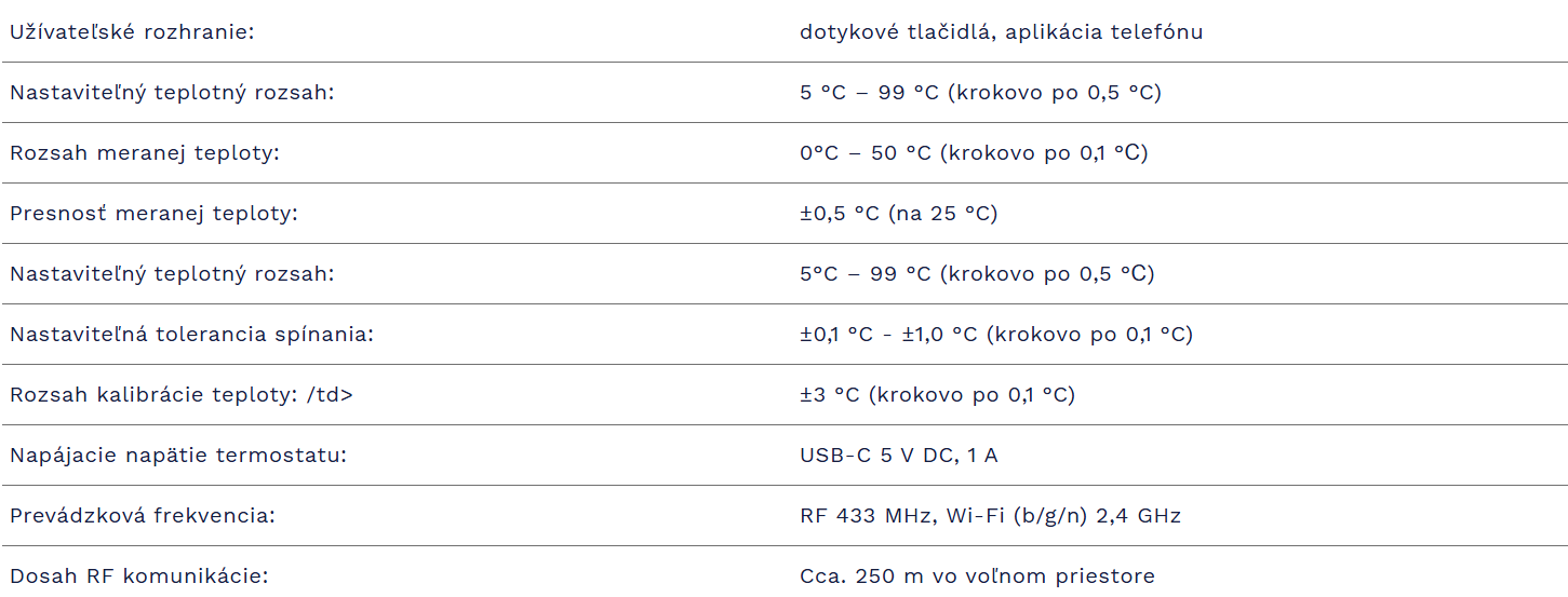 Multizónový Wi-Fi termostat (bez prijímača) | COMPUTHERM E800RF (TX) - technické parametre