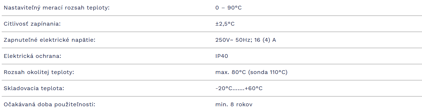Rúrový termostat | COMPUTHERM WPR-90 GD - technické parametre