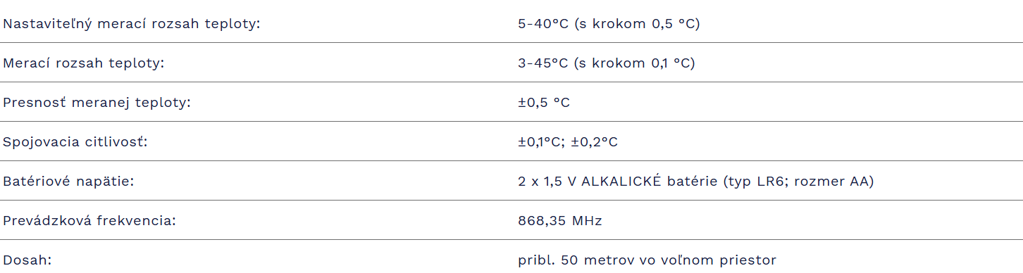 Bezdrôtový digitálny izbový termostat | COMPUTHERM Q3 RF - technické parametre