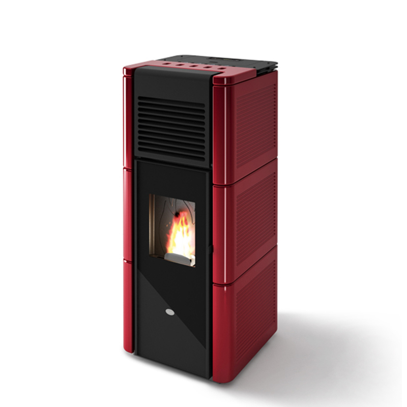 Teplovzdušné kachle na pelety ZOE | 15,4 kW - červená farba