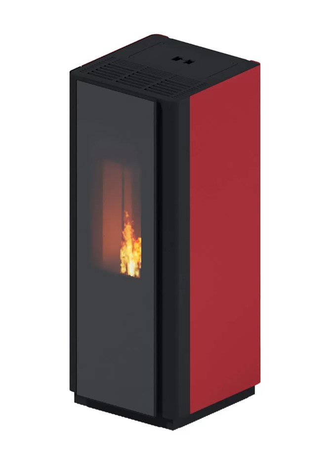 Teplovzdušné kachle na pelety QV9 | 9,3 kW - červená farba