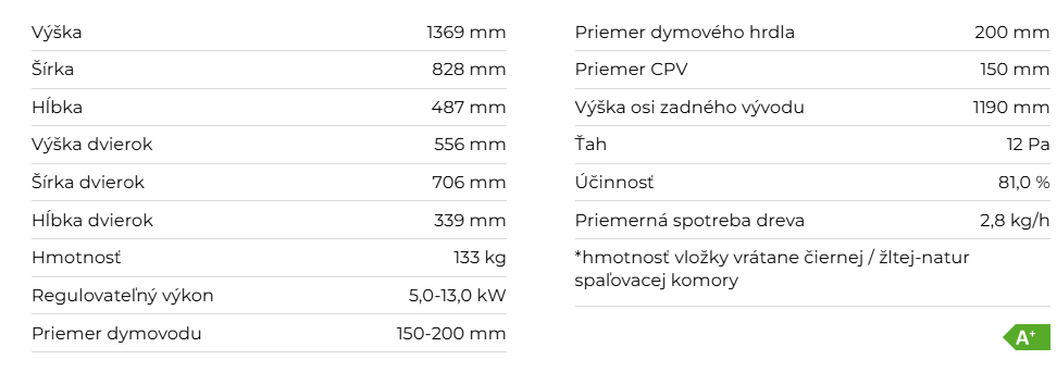 Krbová vložka IMPRESSION R/L 2G S 71.60.34.21, pravé prevedenie | 5,0 - 13,0 kW - technické parametre