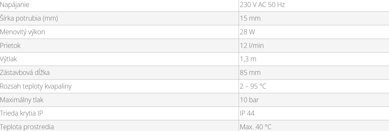 Cirkulačné čerpadlo | TC CP15-1.5 - technické parametre