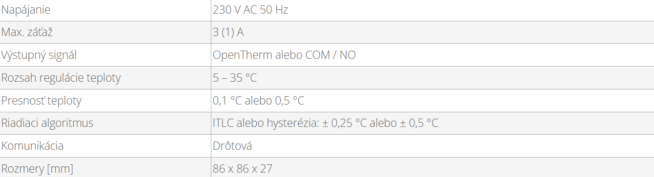 Týždenný programovateľný termostat | SALUS WQ610 - technické parametre