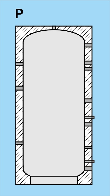 Akumulačná nádrž P 500 IZO | s izoláciou, bez výmenníkov