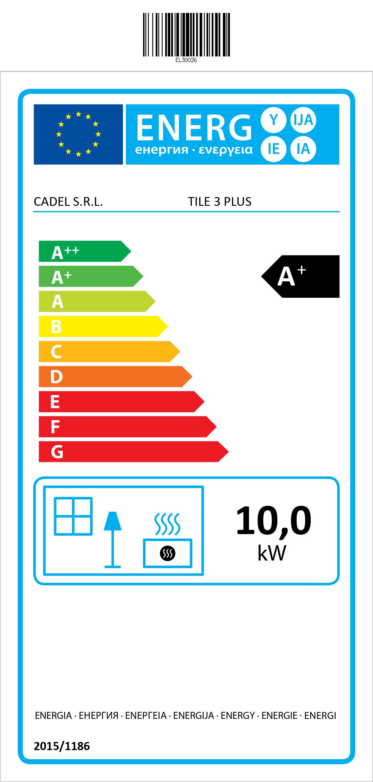 Kachle na pelety TILE Plus 10 - energetický štítok