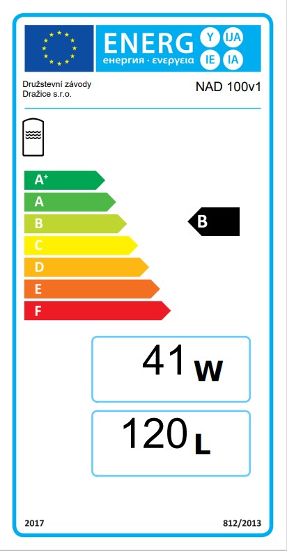 Akumulačná nádrž NAD 100 v1 - energetický štítok