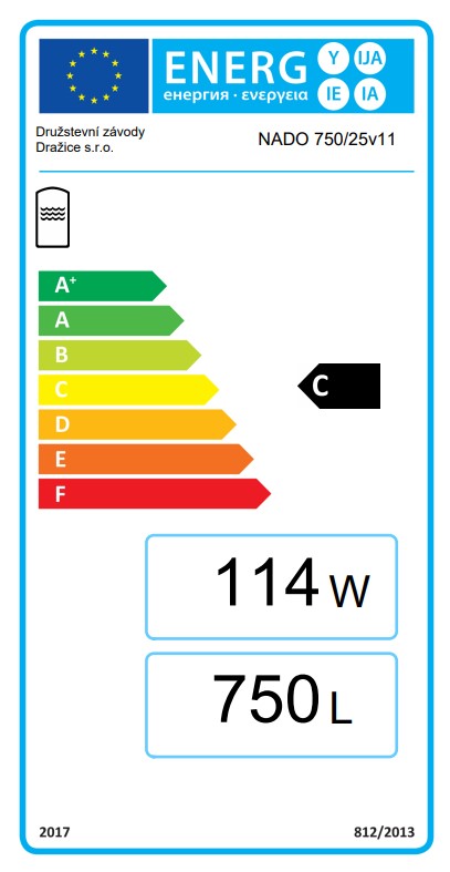 Akumulačná nádrž NADO 750/25 v11 - energetický štítok