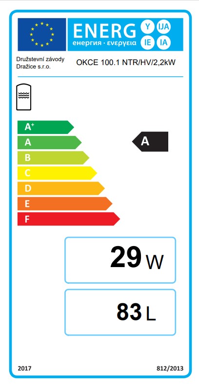 Kombinovaný zásobník teplej vody OKCE 100.1 NTR/HV/2,2kW - energetický štítok
