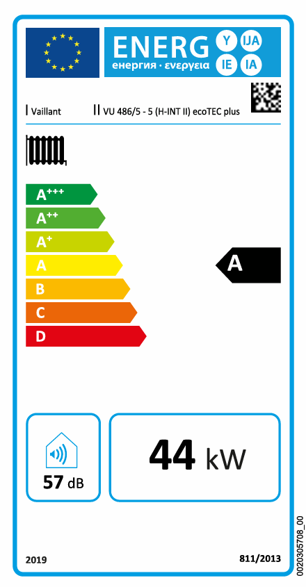 Plynový kotol VAILLANT ECOTEC PLUS VU 486/5-5 (H-CZ) | 48 kW - energetický štítok