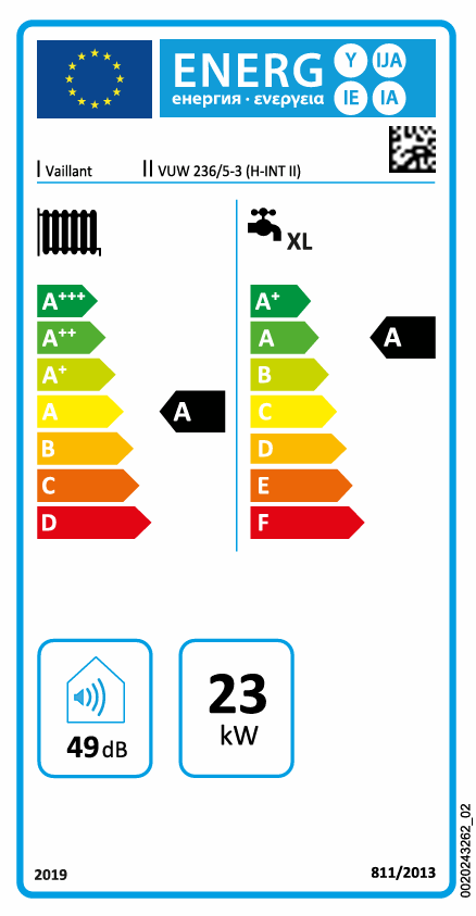Plynový kotol VAILLANT ECOTEC PRO VUW 236/5-3 | 19,7 kW - energetický štítok