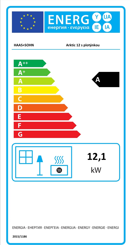 Krbové kachle ARKTIC 12 s platňou | 4,0 - 12,3 kW - energetický štítok