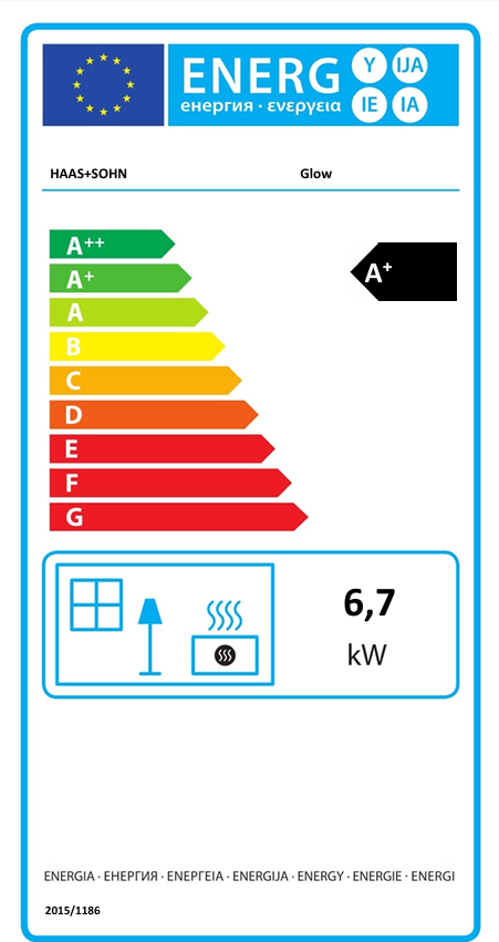 Krbové kachle GLOW | 3,5 - 6,7 kW - energetický štítok