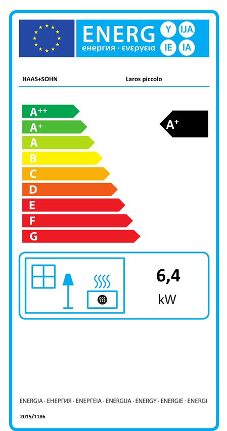 Krbové kachle LAROS PICCOLO | 3,0 - 6,4 kW - energetický štítok
