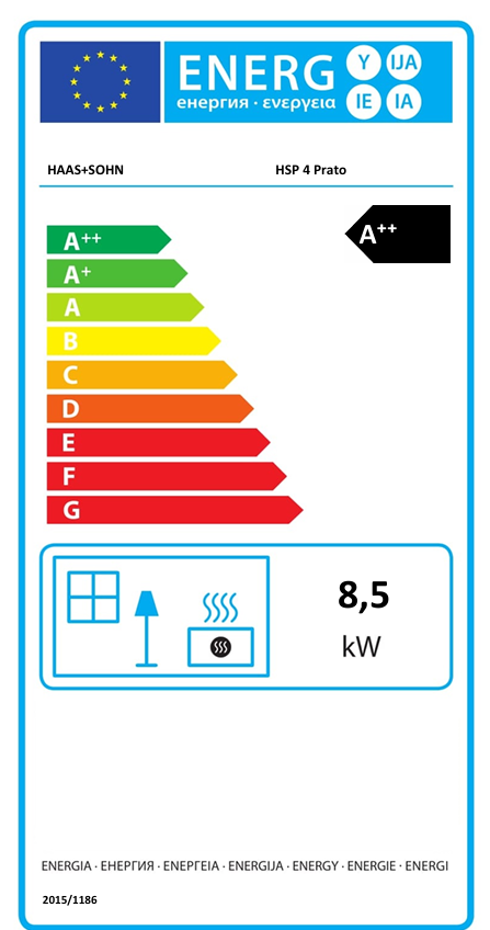 Peletové kachle HSP 4 PRATO | 2,4 - 8,5 kW - energetický štítok