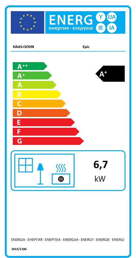 Krbové kachle EPIC | 3,5 - 6,7 kW - energetický štítok