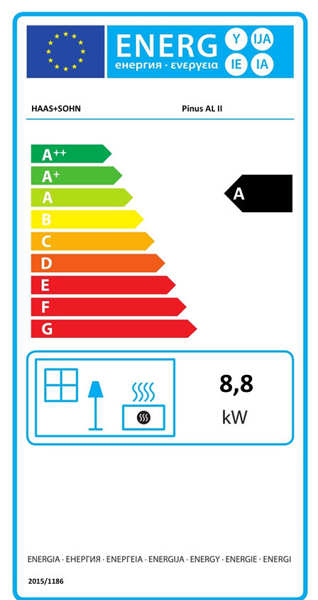 Krbová stavebnica PINUS II | 4,0 - 8,8 kW - energetický štítok