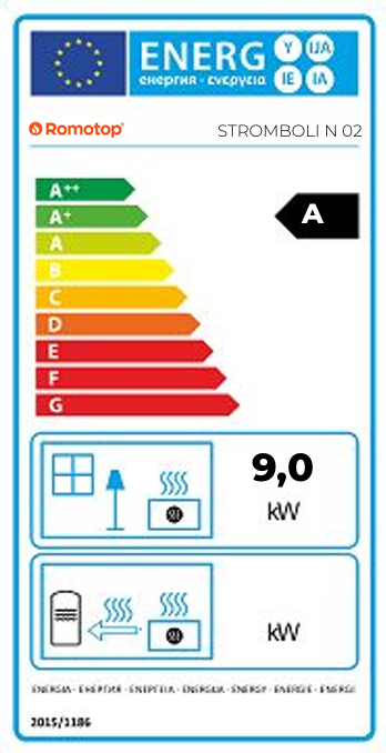 Krbové kachle STROMBOLI N 02, keramika | 4,5 - 11,7 kW - energetický štítok