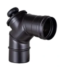 Peletový nerezový dymovod s tesnením, koleno s inšpekčným otvorom ø80/90°/0,5mm, čierna