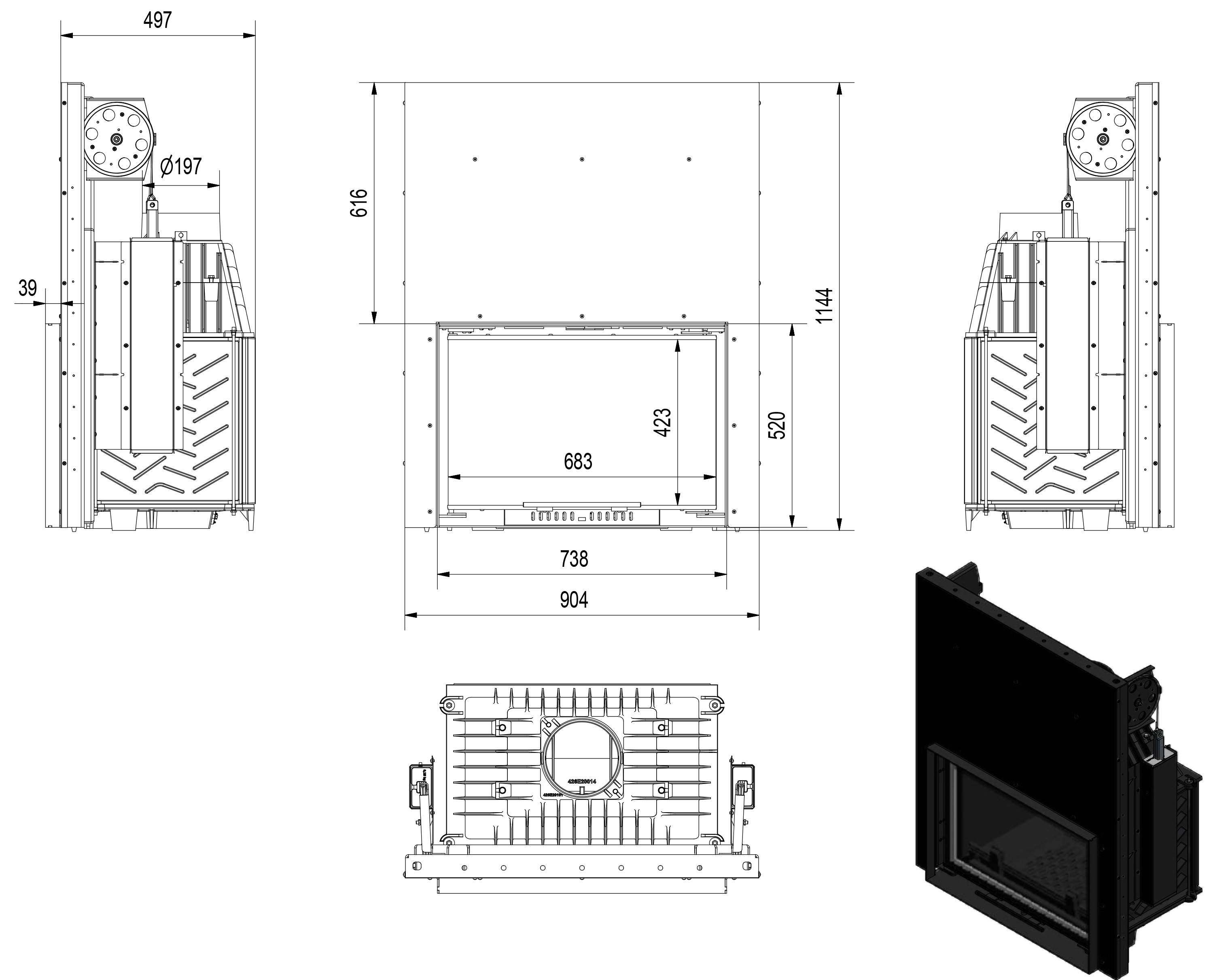 Krbová vložka OLIWIA 18 s výsuvným otváraním dvierok